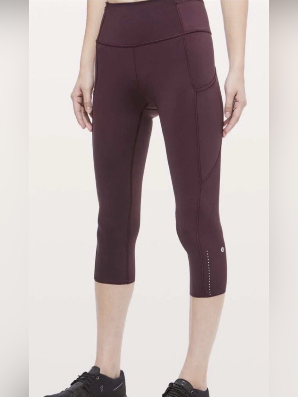 Lululemon Fast And Free Crop Leggings Black Cherry Maroon Activewear 4